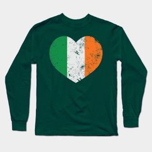 Irish Flag Heart Design Long Sleeve T-Shirt